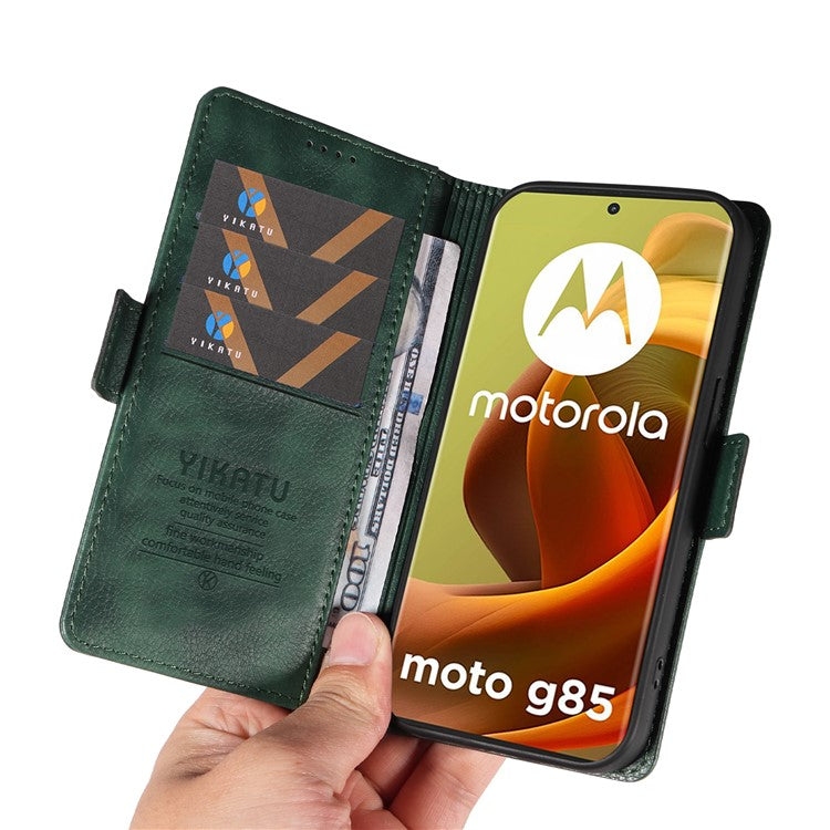 YIKATU YK-007 For Motorola Moto G85 5G / S50 Neo 5G Phone Case PU Leather Stand Anti-Drop Wallet Cover - Green