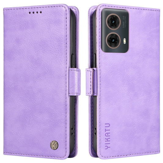 YIKATU YK-007 For Motorola Moto G85 5G / S50 Neo 5G Phone Case PU Leather Stand Anti-Drop Wallet Cover - Purple