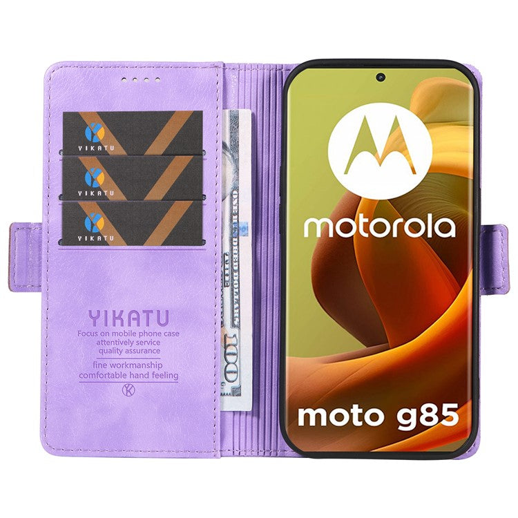 YIKATU YK-007 For Motorola Moto G85 5G / S50 Neo 5G Phone Case PU Leather Stand Anti-Drop Wallet Cover - Purple