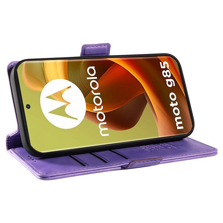 YIKATU YK-007 For Motorola Moto G85 5G / S50 Neo 5G Phone Case PU Leather Stand Anti-Drop Wallet Cover - Purple