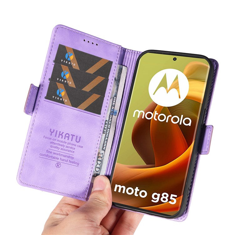 YIKATU YK-007 For Motorola Moto G85 5G / S50 Neo 5G Phone Case PU Leather Stand Anti-Drop Wallet Cover - Purple