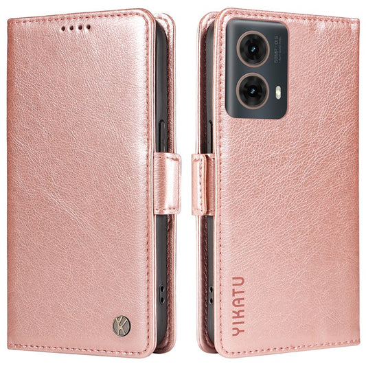 YIKATU YK-007 For Motorola Moto G85 5G / S50 Neo 5G Phone Case PU Leather Stand Anti-Drop Wallet Cover - Rose Gold
