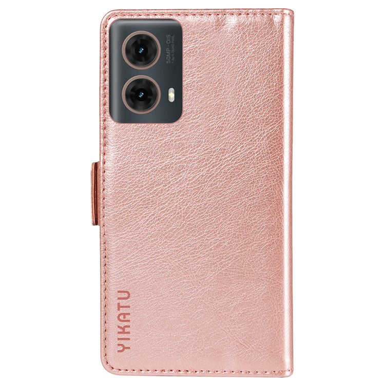 YIKATU YK-007 For Motorola Moto G85 5G / S50 Neo 5G Phone Case PU Leather Stand Anti-Drop Wallet Cover - Rose Gold