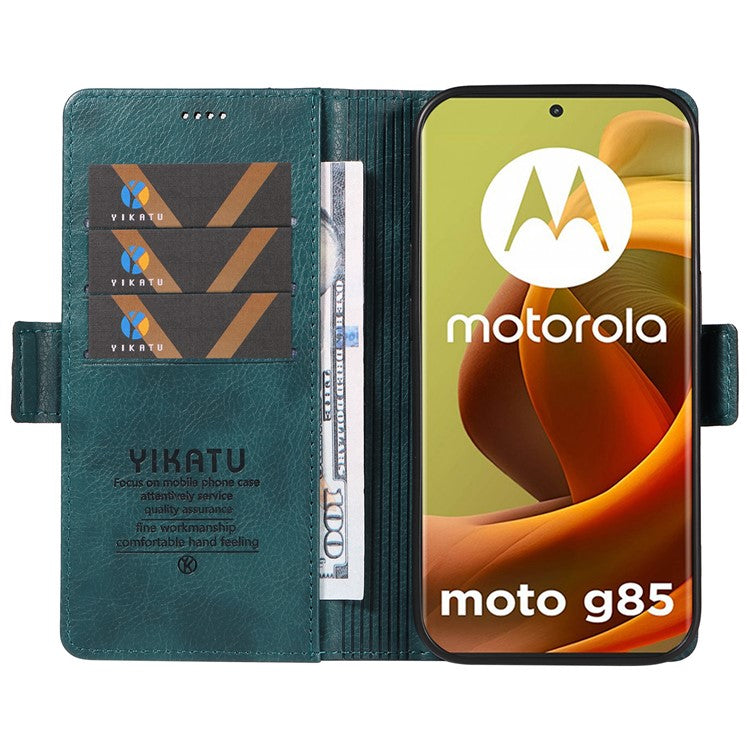 YIKATU YK-007 For Motorola Moto G85 5G / S50 Neo 5G Phone Case PU Leather Stand Anti-Drop Wallet Cover - Blue