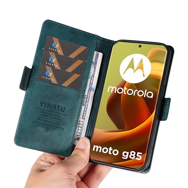 YIKATU YK-007 For Motorola Moto G85 5G / S50 Neo 5G Phone Case PU Leather Stand Anti-Drop Wallet Cover - Blue