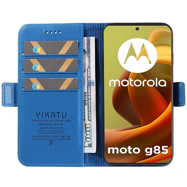 YIKATU YK-003 For Motorola Moto G85 5G / S50 Neo 5G Case PU Leather Phone Cover with Wallet Stand - Sky Blue