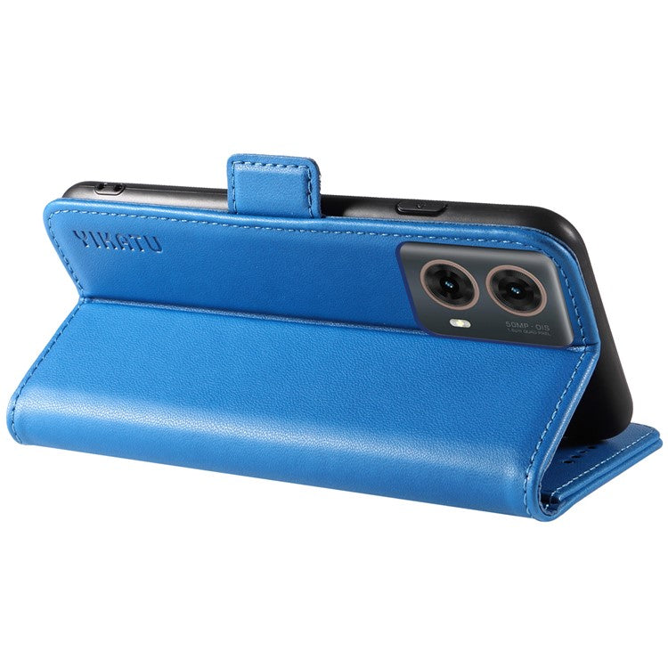 YIKATU YK-003 For Motorola Moto G85 5G / S50 Neo 5G Case PU Leather Phone Cover with Wallet Stand - Sky Blue