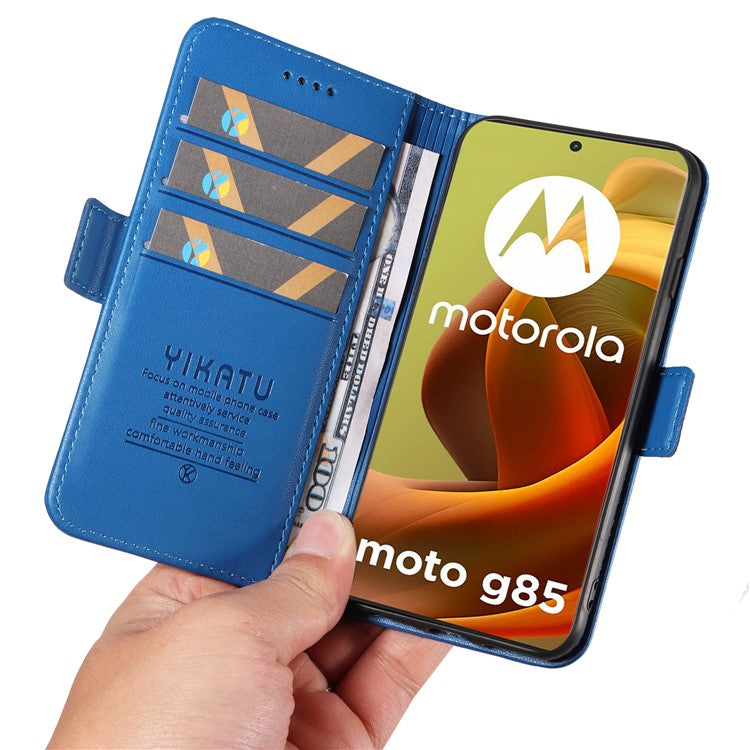 YIKATU YK-003 For Motorola Moto G85 5G / S50 Neo 5G Case PU Leather Phone Cover with Wallet Stand - Sky Blue
