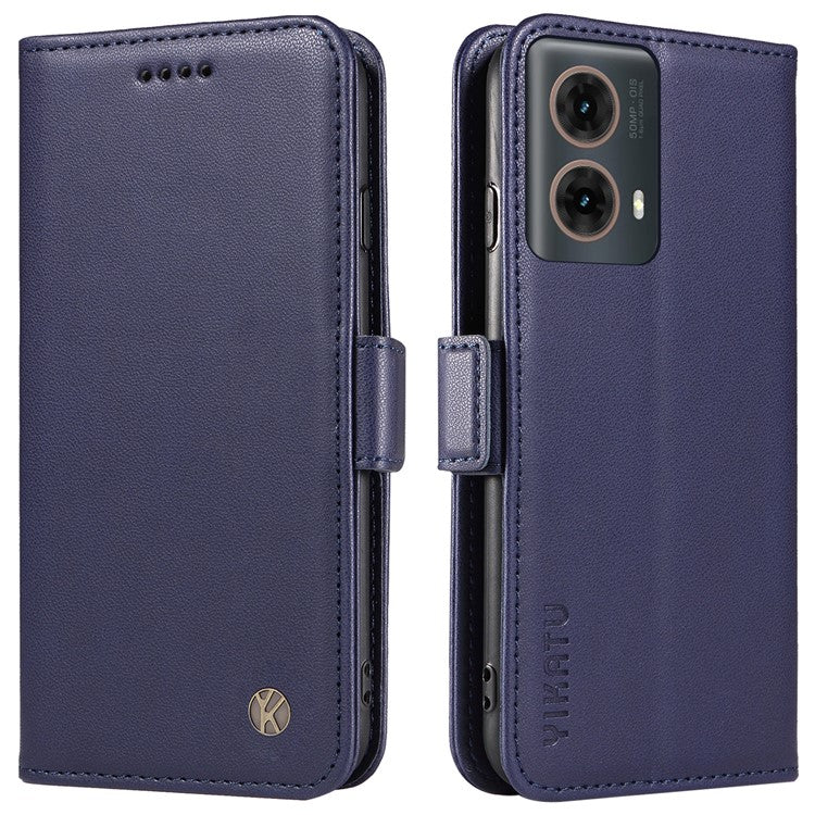 YIKATU YK-003 For Motorola Moto G85 5G / S50 Neo 5G Case PU Leather Phone Cover with Wallet Stand - Sapphire