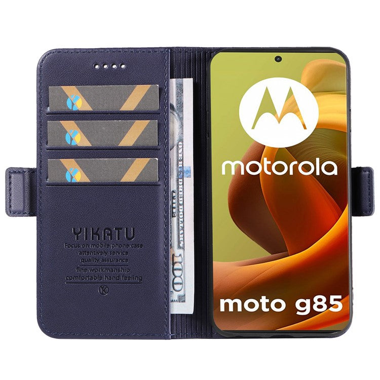 YIKATU YK-003 For Motorola Moto G85 5G / S50 Neo 5G Case PU Leather Phone Cover with Wallet Stand - Sapphire
