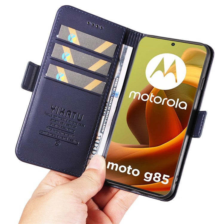 YIKATU YK-003 For Motorola Moto G85 5G / S50 Neo 5G Case PU Leather Phone Cover with Wallet Stand - Sapphire