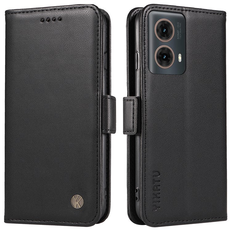 YIKATU YK-003 For Motorola Moto G85 5G / S50 Neo 5G Case PU Leather Phone Cover with Wallet Stand - Black