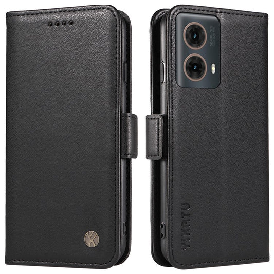 YIKATU YK-003 For Motorola Moto G85 5G / S50 Neo 5G Case PU Leather Phone Cover with Wallet Stand - Black