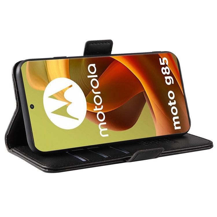 YIKATU YK-003 For Motorola Moto G85 5G / S50 Neo 5G Case PU Leather Phone Cover with Wallet Stand - Black