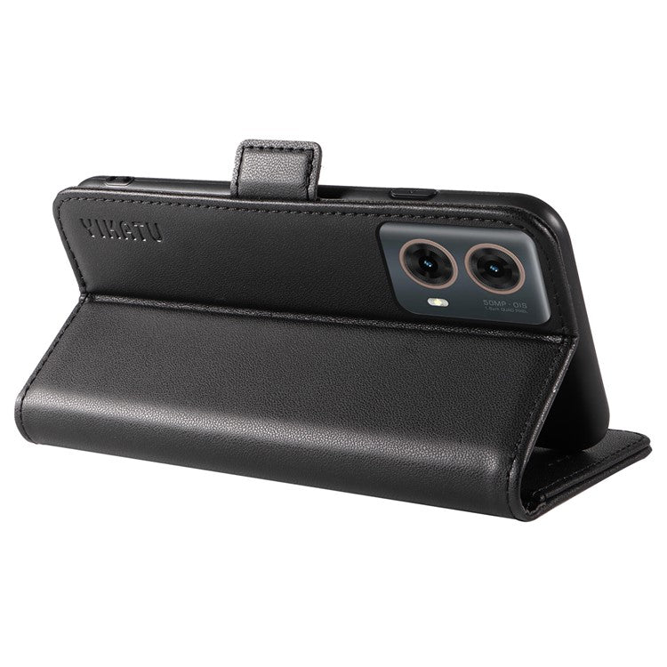 YIKATU YK-003 For Motorola Moto G85 5G / S50 Neo 5G Case PU Leather Phone Cover with Wallet Stand - Black