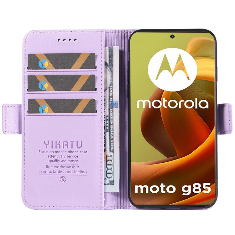YIKATU YK-003 For Motorola Moto G85 5G / S50 Neo 5G Case PU Leather Phone Cover with Wallet Stand - Light Purple
