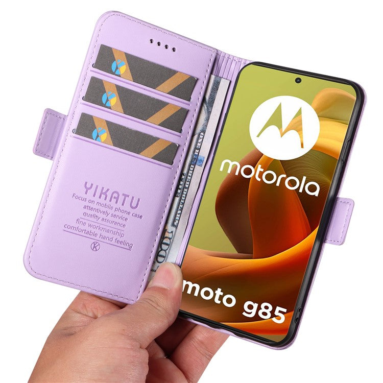 YIKATU YK-003 For Motorola Moto G85 5G / S50 Neo 5G Case PU Leather Phone Cover with Wallet Stand - Light Purple
