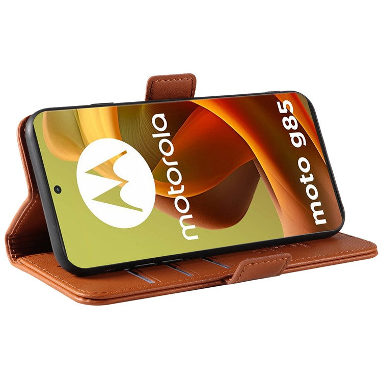 YIKATU YK-003 For Motorola Moto G85 5G / S50 Neo 5G Case PU Leather Phone Cover with Wallet Stand - Brown