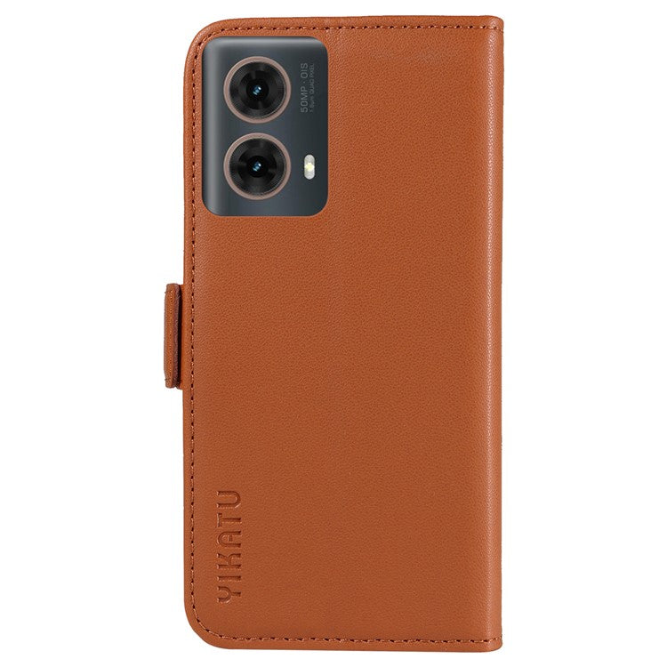 YIKATU YK-003 For Motorola Moto G85 5G / S50 Neo 5G Case PU Leather Phone Cover with Wallet Stand - Brown