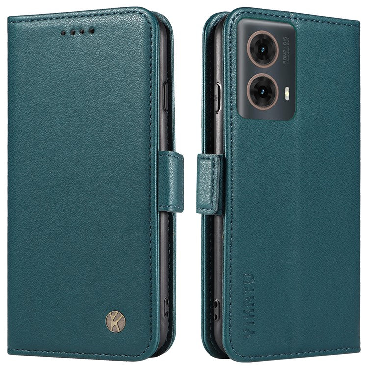 YIKATU YK-003 For Motorola Moto G85 5G / S50 Neo 5G Case PU Leather Phone Cover with Wallet Stand - Green