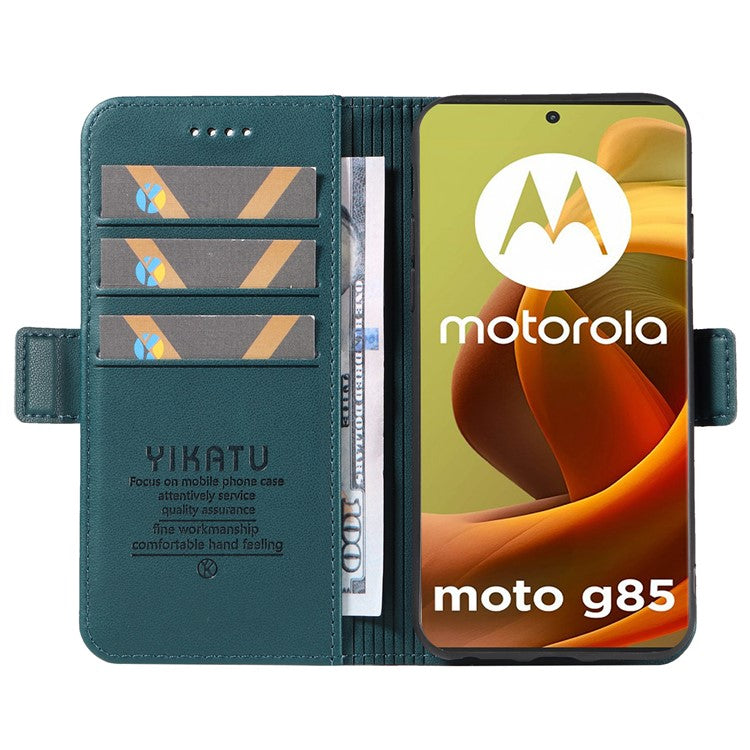 YIKATU YK-003 For Motorola Moto G85 5G / S50 Neo 5G Case PU Leather Phone Cover with Wallet Stand - Green