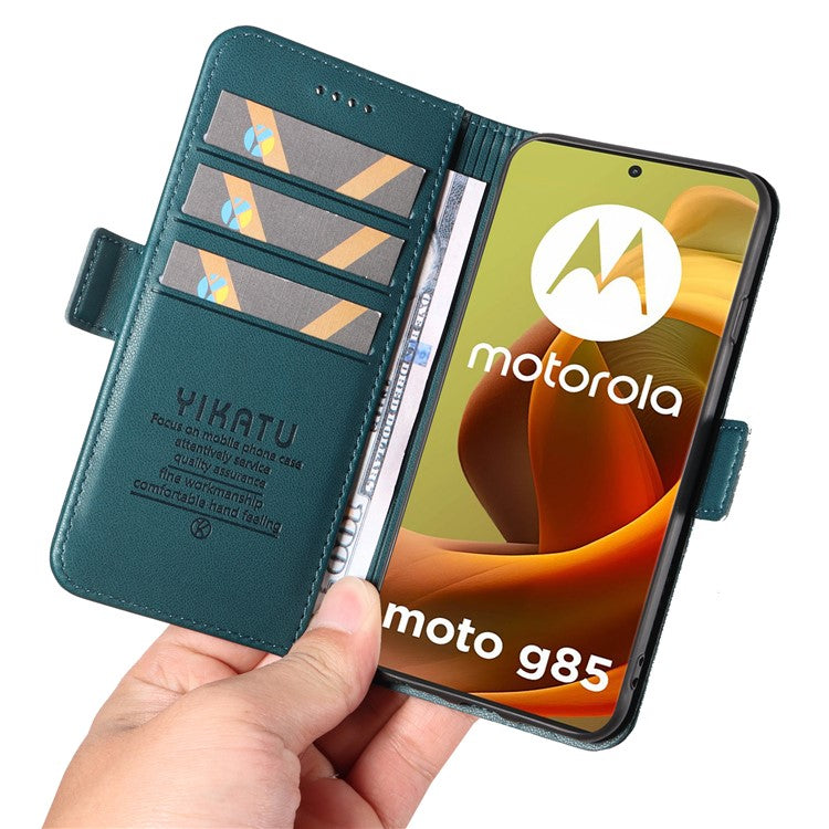 YIKATU YK-003 For Motorola Moto G85 5G / S50 Neo 5G Case PU Leather Phone Cover with Wallet Stand - Green