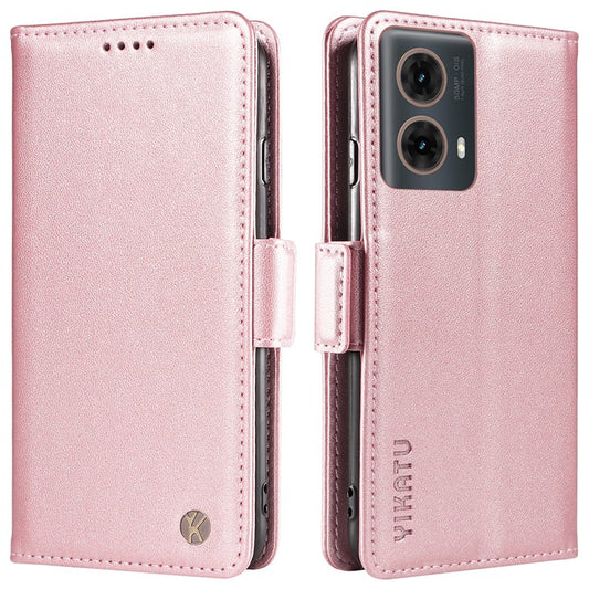 YIKATU YK-003 For Motorola Moto G85 5G / S50 Neo 5G Case PU Leather Phone Cover with Wallet Stand - Rose Gold