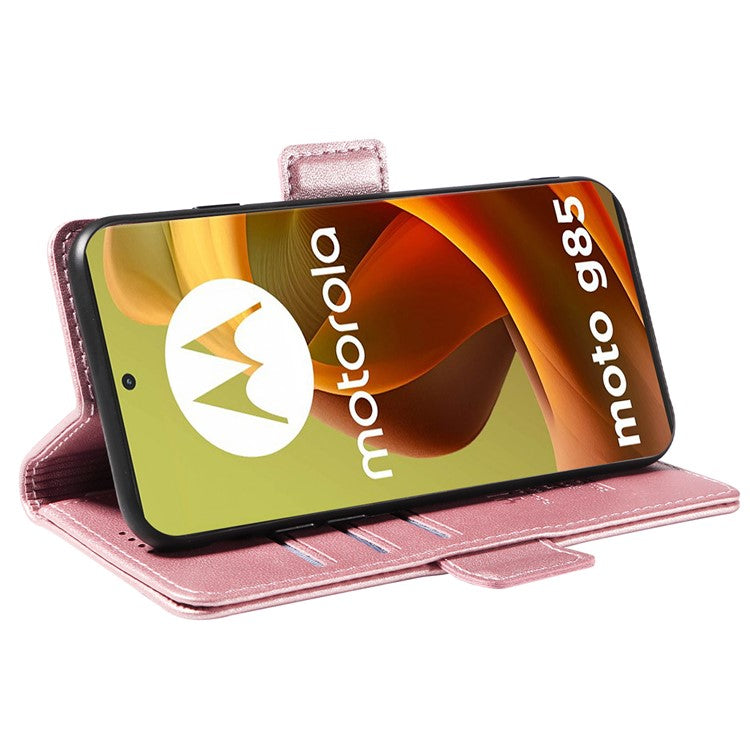 YIKATU YK-003 For Motorola Moto G85 5G / S50 Neo 5G Case PU Leather Phone Cover with Wallet Stand - Rose Gold