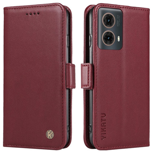YIKATU YK-003 For Motorola Moto G85 5G / S50 Neo 5G Case PU Leather Phone Cover with Wallet Stand - Wine Red