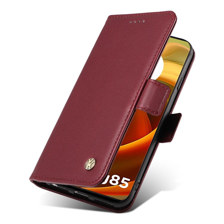 YIKATU YK-003 For Motorola Moto G85 5G / S50 Neo 5G Case PU Leather Phone Cover with Wallet Stand - Wine Red