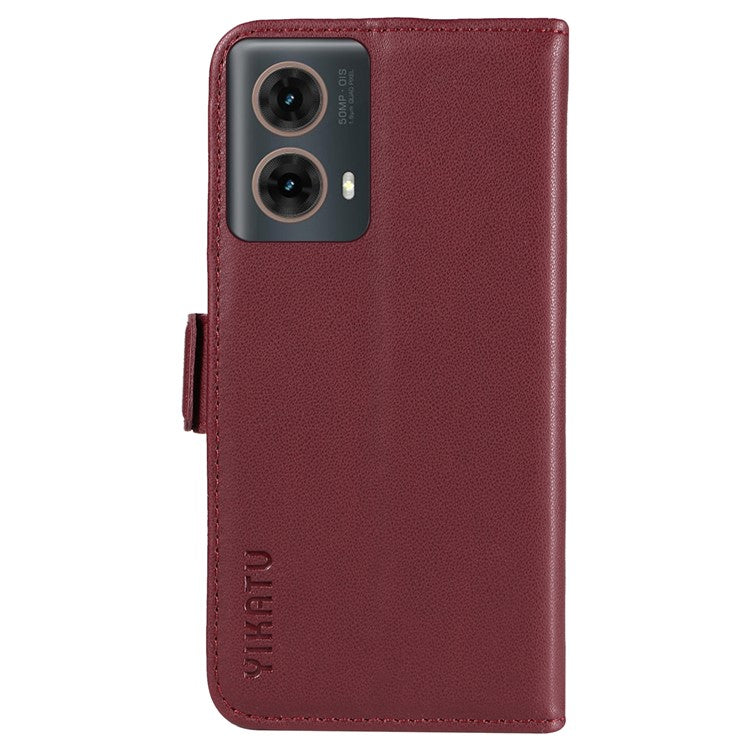 YIKATU YK-003 For Motorola Moto G85 5G / S50 Neo 5G Case PU Leather Phone Cover with Wallet Stand - Wine Red
