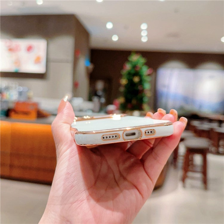 For iPhone 14 Plus Case Wave Frame with Love Heart Raised Camera Protection TPU Cover - Ivory White