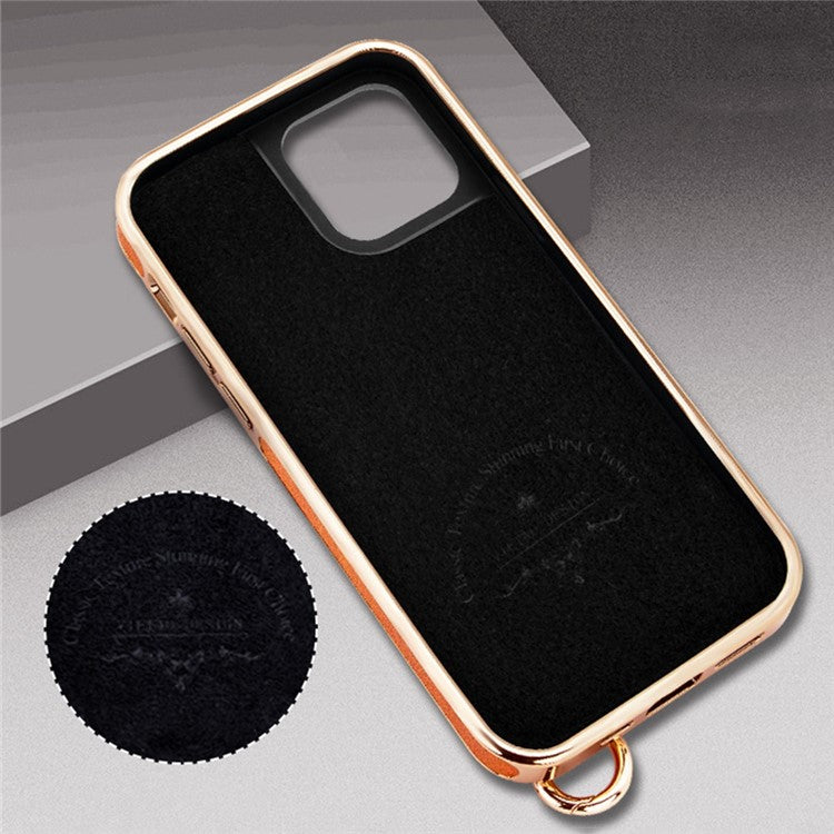 VIETAO Phone Case Card Holder For iPhone 14 Pro, Kickstand PU Leather + TPU Electroplating Phone Cover with Lanyard - Red