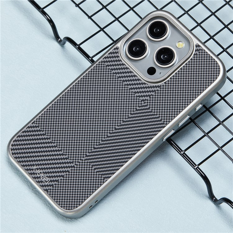 X-LEVEL For iPhone 14 Pro Case Hard PC Scratch-Resistant Phone Cover Carbon Nano Fiber Texture - Titanium Grey
