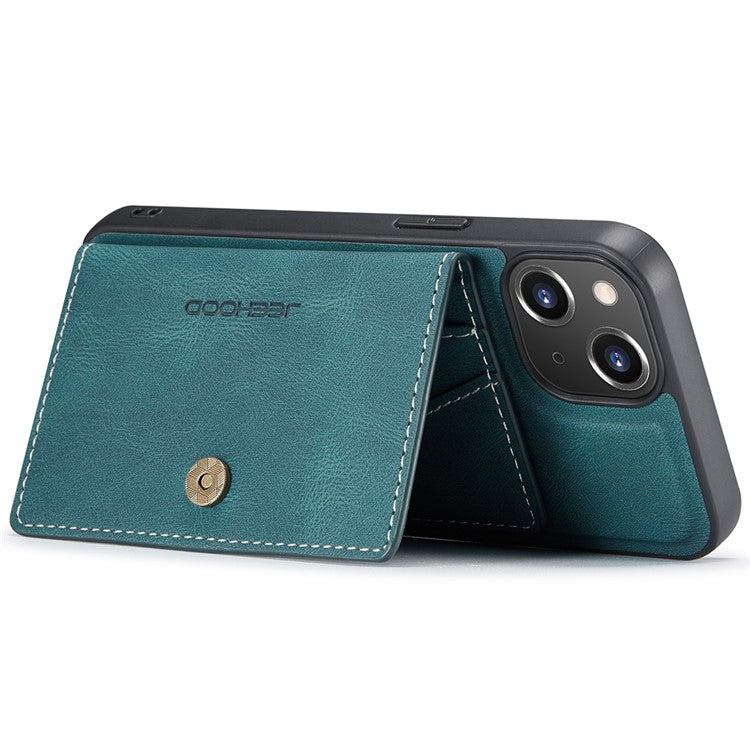 JEEHOOD J01 For iPhone 14 Case Leather+TPU Phone Cover Magnetic 2-in-1 Detachable - Blue