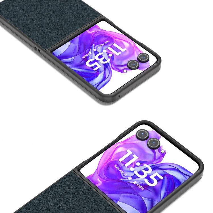 ABEEL For Motorola Razr 50 Ultra 5G Case Genuine Cow Leather+PC Hard Phone Cover - Green