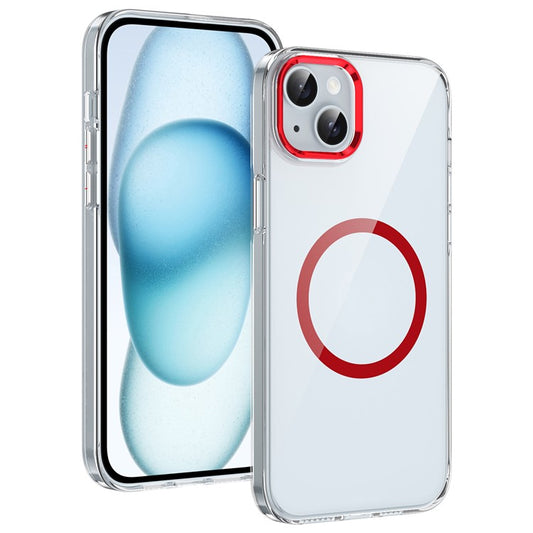 For iPhone 14 Case Compatible with MagSafe Hard PC Phone Cover Clear Back - Red
