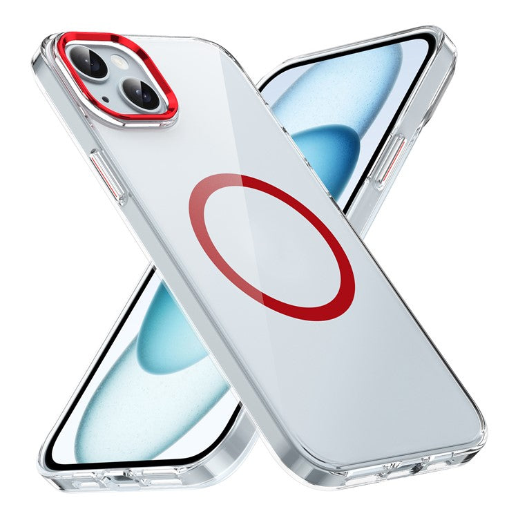 For iPhone 14 Case Compatible with MagSafe Hard PC Phone Cover Clear Back - Red
