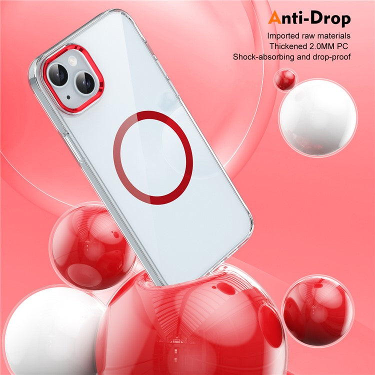 For iPhone 14 Case Compatible with MagSafe Hard PC Phone Cover Clear Back - Red