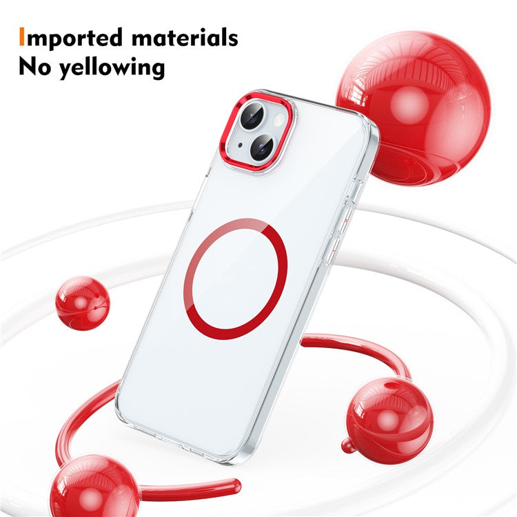 For iPhone 14 Case Compatible with MagSafe Hard PC Phone Cover Clear Back - Red