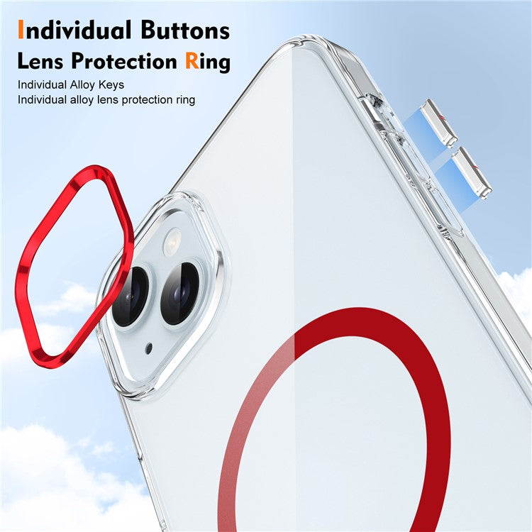 For iPhone 14 Case Compatible with MagSafe Hard PC Phone Cover Clear Back - Red