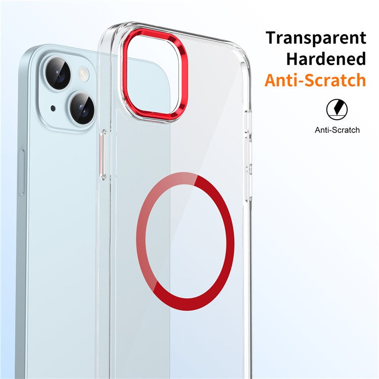 For iPhone 14 Case Compatible with MagSafe Hard PC Phone Cover Clear Back - Red