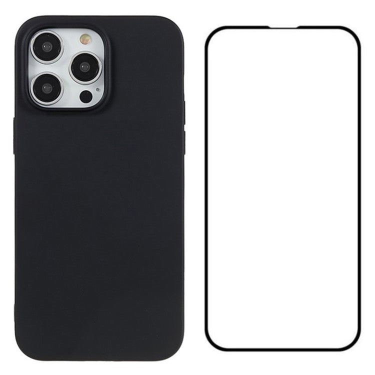 WANLONFENG MS Series for iPhone 14 Pro Max TPU Case with Tempered Glass Film (Big Lens Hole)
