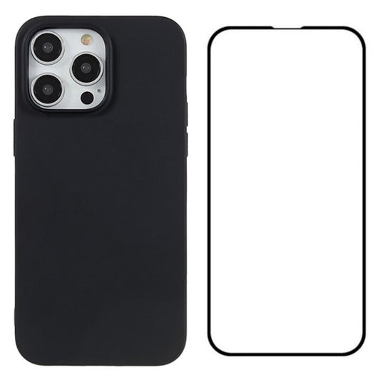 WANLONFENG MS Series for iPhone 14 Pro Max TPU Case with Tempered Glass Film (Big Lens Hole)