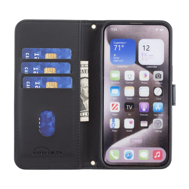 BINFEN COLOR BF34 for Motorola Moto G45 5G / G34 5G Case Square Grid Wallet Phone Leather Cover - Black