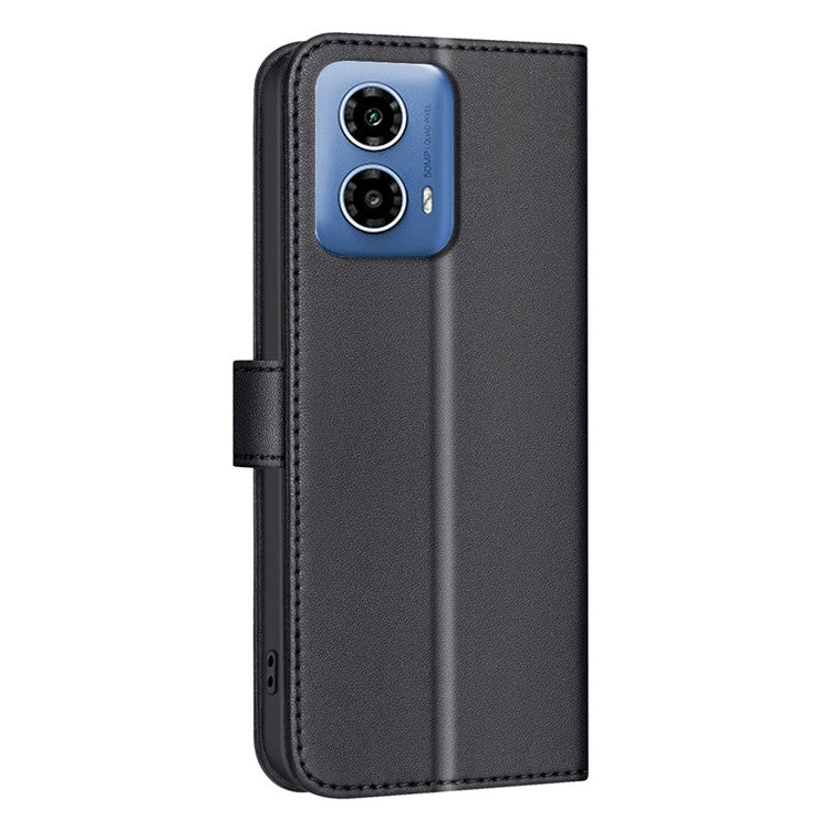 BINFEN COLOR BF34 for Motorola Moto G45 5G / G34 5G Case Square Grid Wallet Phone Leather Cover - Black