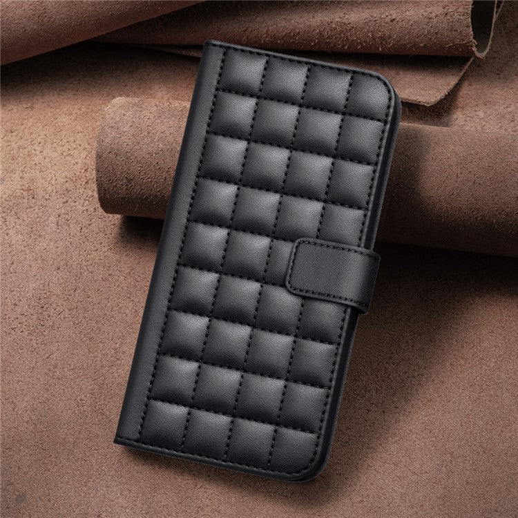 BINFEN COLOR BF34 for Motorola Moto G45 5G / G34 5G Case Square Grid Wallet Phone Leather Cover - Black