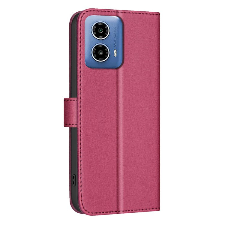 BINFEN COLOR BF34 for Motorola Moto G45 5G / G34 5G Case Square Grid Wallet Phone Leather Cover - Red