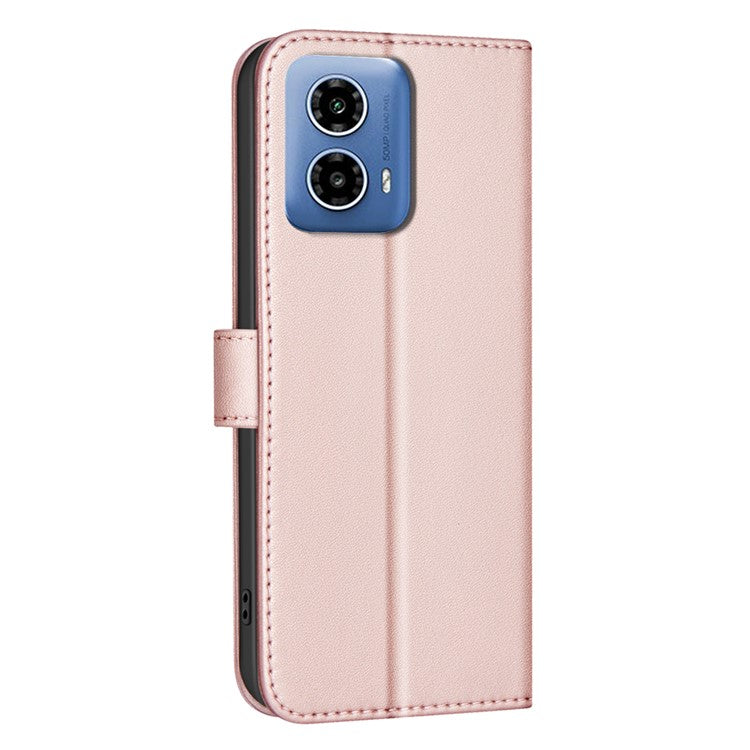 BINFEN COLOR BF34 for Motorola Moto G45 5G / G34 5G Case Square Grid Wallet Phone Leather Cover - Rose Gold
