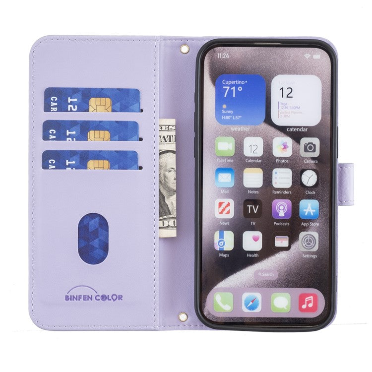 BINFEN COLOR BF34 for Motorola Moto G45 5G / G34 5G Case Square Grid Wallet Phone Leather Cover - Light Purple